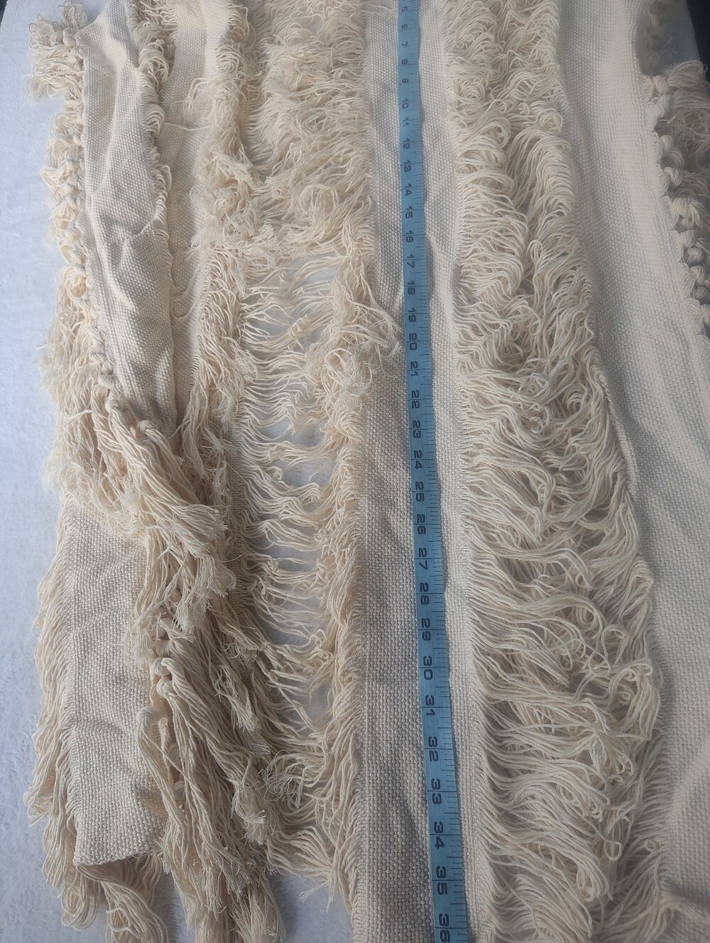 Fausto Betancourt Boho Fringed Cream Kimono Unisex Cover-Up - Picture 7 of 9